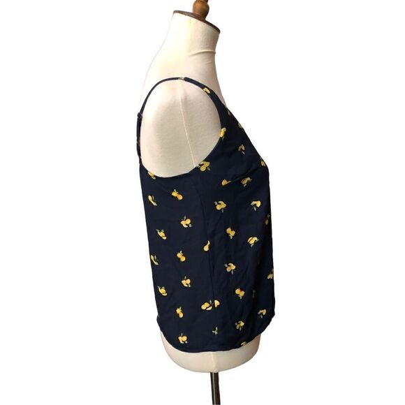 Banana Republic navy blue lemon novelty print dress camisole adjustable spaghett - Picture 3 of 10
